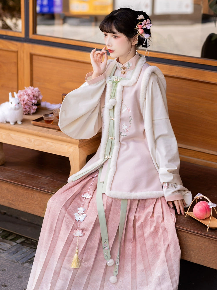 Ming-made velvet short than nail pleated skirt Hanfu