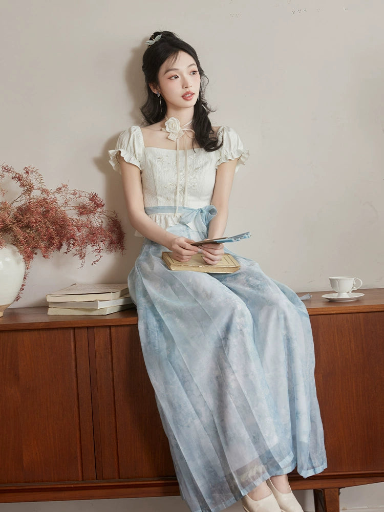More than thirteen [青云端] new Chinese top wide-leg pants set modern HanFuDreams
