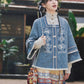 More than thirteen [Xianyunhe] embroidered square collar denim jacket horse skirt modern HanFuDreams