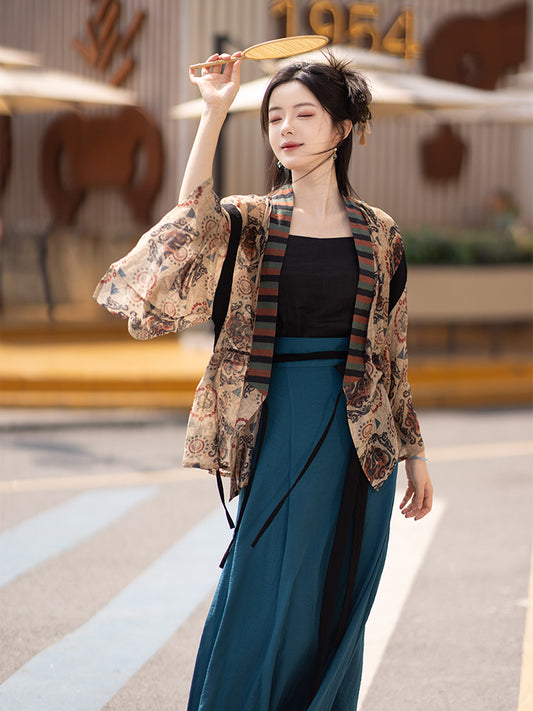 Jinshang Tenci curved collar shirt  & broken skirt original Hanfu
