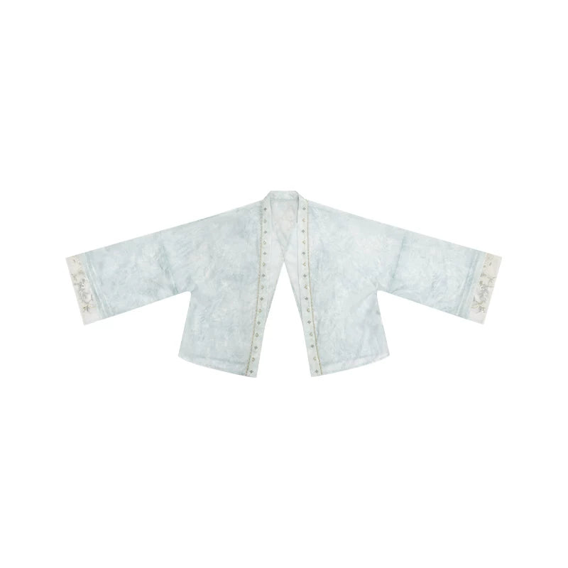 Qingzhi Tencel Hanfu Set with Embroidered Cardigan and Wide-Leg Pants modern Shisanyu Lightweight Cardigan XS