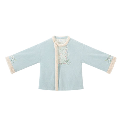 Chi Xia [Phalaenopsis Snow] Chenier Short Jacket Wide Leg Pants Han han HanFuDreams Fleece chenille jacket S spot