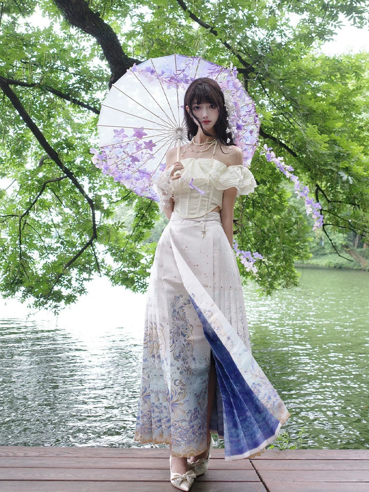 Flower Fairy Story [Shark Language of the Sea] Suspender Skirt Weaving Gold Horse Dress ming HanFuDreams