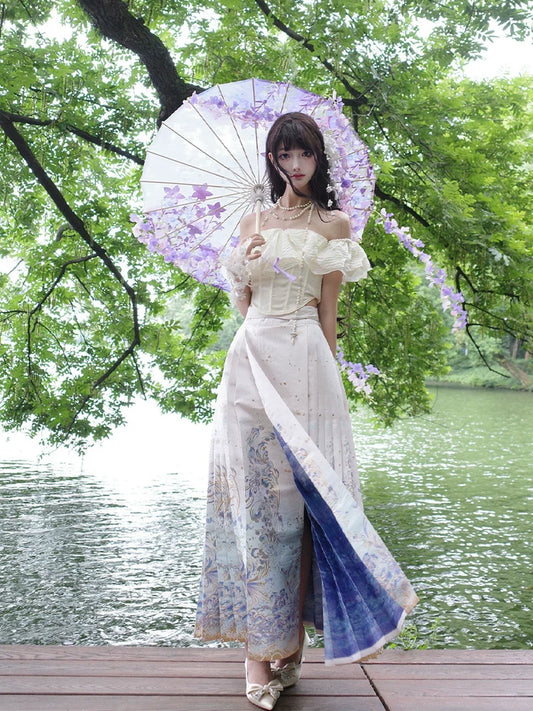 Flower Fairy Story [Shark Language of the Sea] Suspender Skirt Weaving Gold Horse Dress ming HanFuDreams