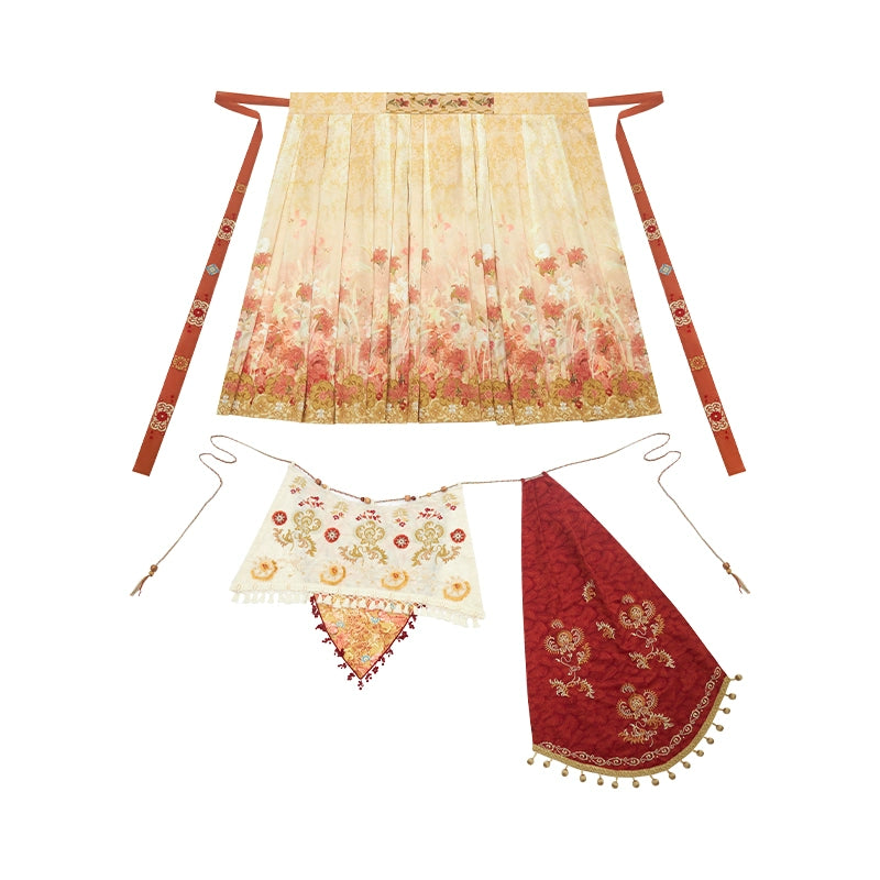 More than thirteen [Manye Zhiqiu] vest three-dimensional embroidery shirt pleated skirt modern HanFuDreams Pleated skirt (including flaps) S