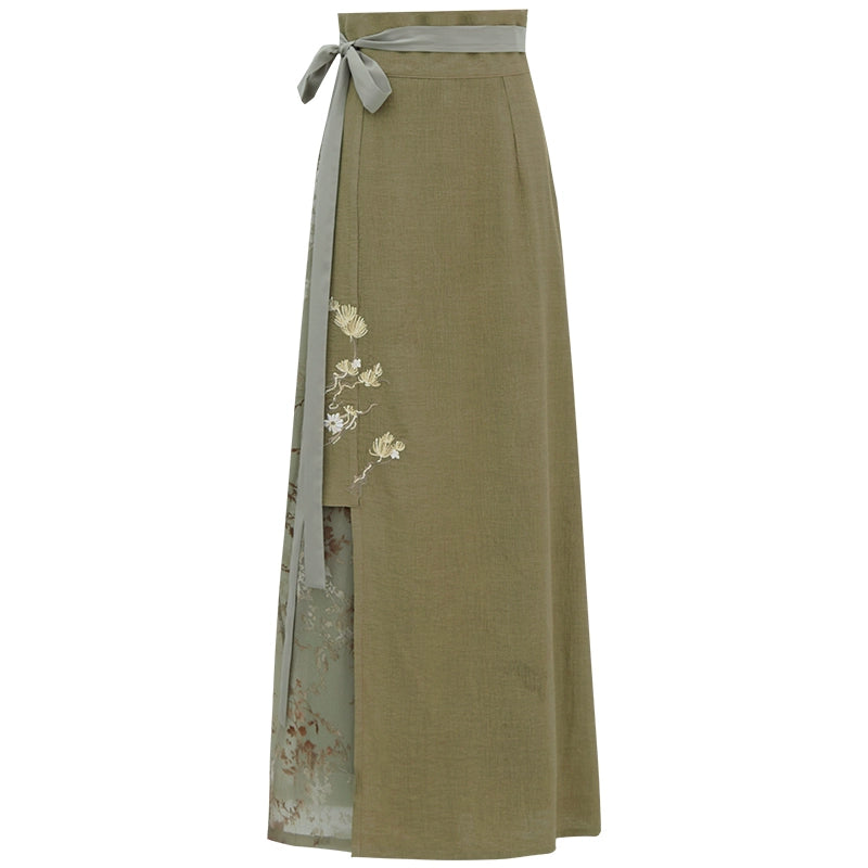 More than thirteen [rosin jade dew] brown coat top skirt hanfu set modern HanFuDreams skirt XS