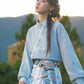 More than thirteen [Cangming Night] denim embroidered jacket curved collar top trousers set modern HanFuDreams