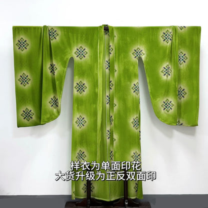 Qin Pick [Phoenix Terrace] Velvet bronzing hairpin flower lady picture HanFuDreams Grass green velvet printed large sleeves m non-trailing l trailing M