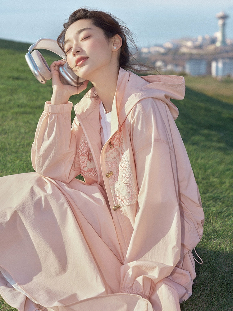 More than thirteen [Xingshou] embroidered hooded sunscreen clothes skirt set modern HanFuDreams