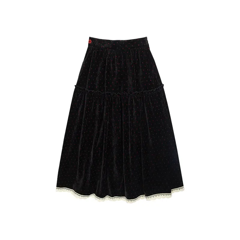 July Eve [Red Bean Puffs] Red Corduroy Jacket Skinny Skirt Han han HanFuDreams Red bean puffs, skirt XS