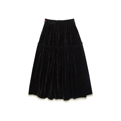 July Eve [Red Bean Puffs] Red Corduroy Jacket Skinny Skirt Han han HanFuDreams Red bean puffs, skirt XS