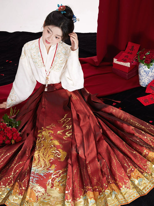 Ming short horse dress Hanfu into wine dress bride