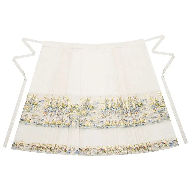 Flower Fairy Story [Shuiguang Mountain] Stand-up Neck Pipa Sleeve Horse Skirt Set Ming ming HanFuDreams Shuiguang Mountain Horse Dress S