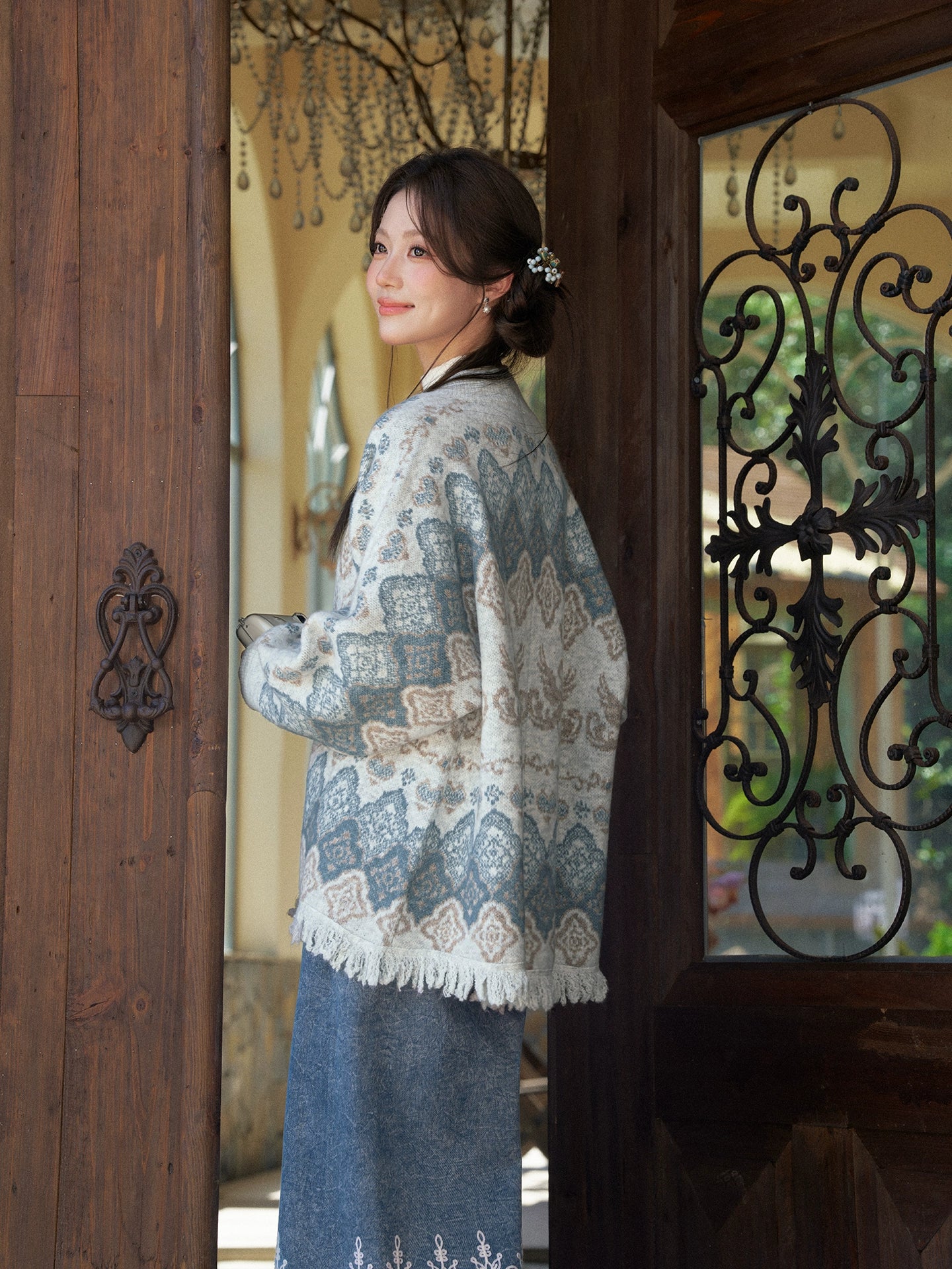 More than thirteen [Qiujiang practice] Lazy wind temperament knitted cardigan jacket sweater modern HanFuDreams