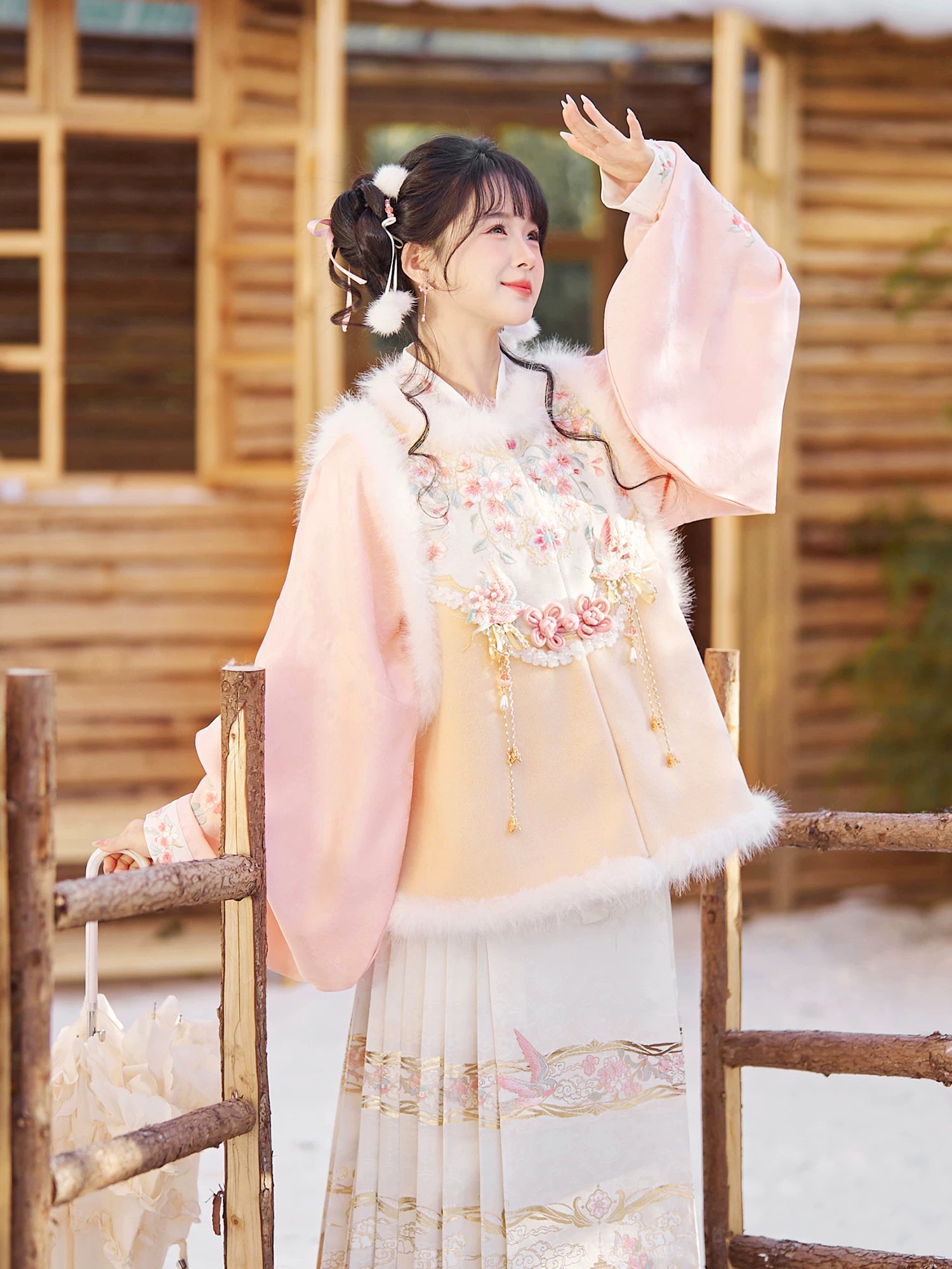 Flower Fairy Story [Yan Yunting] Fleece Cream Yellow Bijia Horse Skirt Set Ming ming HanFuDreams