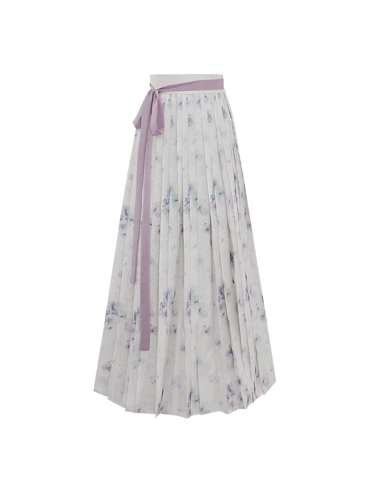 [Embroidered Lotus] Ming Dynasty Purple Lyocell Hanfu Set modern Shisanyu Midi Skirt S