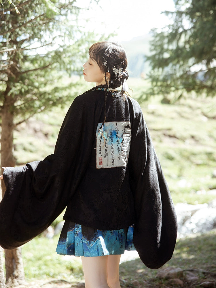 More than thirteen [eight broken brocade gray] round neck shirt short skirt Han suit modern HanFuDreams