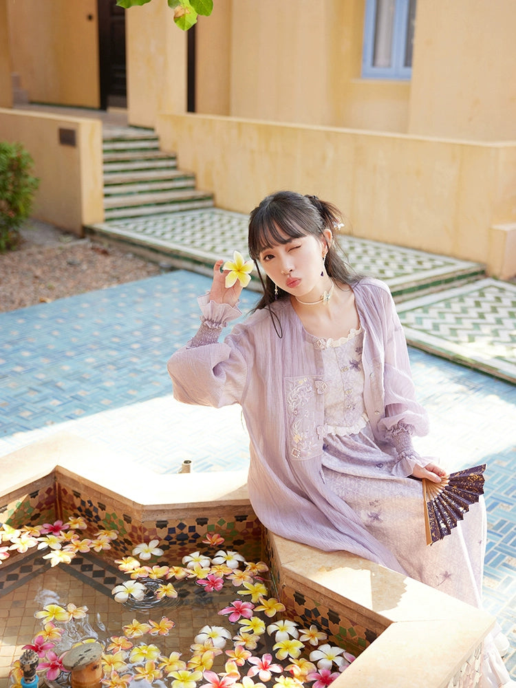 More than thirteen [行野] floral suspender dress set han HanFuDreams