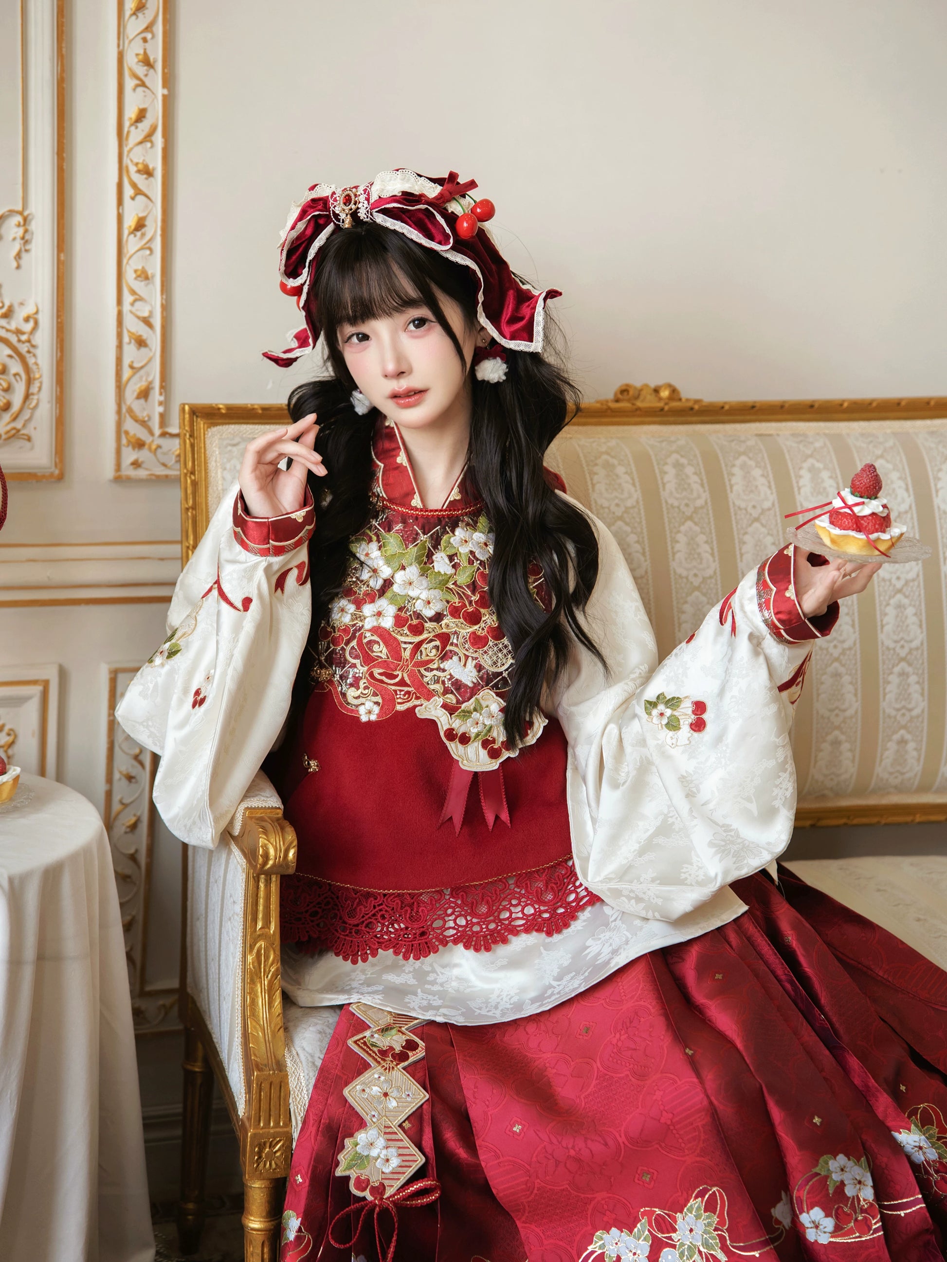 Flower Fairy Story [Cherry Tea Party] Pipa Sleeve Horse Dress Set Han han HanFuDreams