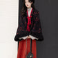 Chi Xia [Red and Ink] pleated collar shirt eight broken skirt Jin