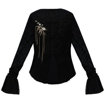 More than Thirteen [books in the mountains] spring black top horse face skirt Han suit han HanFuDreams cardigan XS