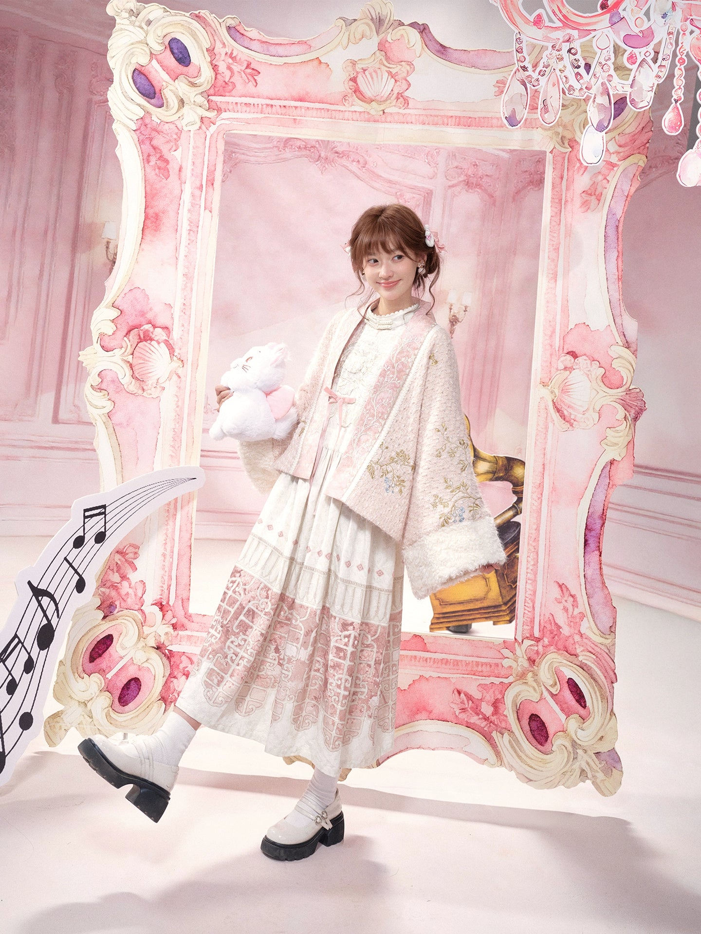 More than thirteen [cat afternoon tea] embroidered placket jacket dress modern HanFuDreams