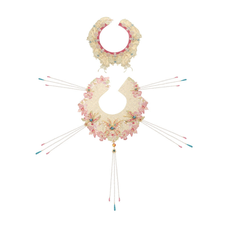 More than thirteen [Begonia explanation] Straight train heavy industry cloud shoulder hanfu han HanFuDreams Cloud shoulder (double layer with accessories) S