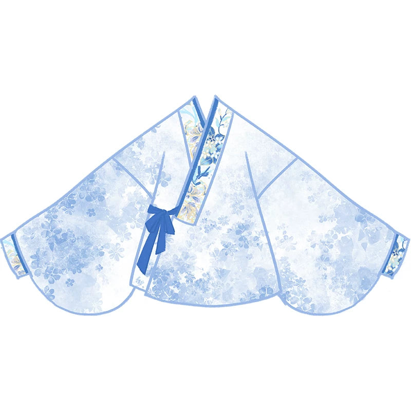 Flower Fairy Story [Celadon Mirror] Pipa Sleeve Blue and White Porcelain Horse Dress Set Han han HanFuDreams Pipa sleeve S