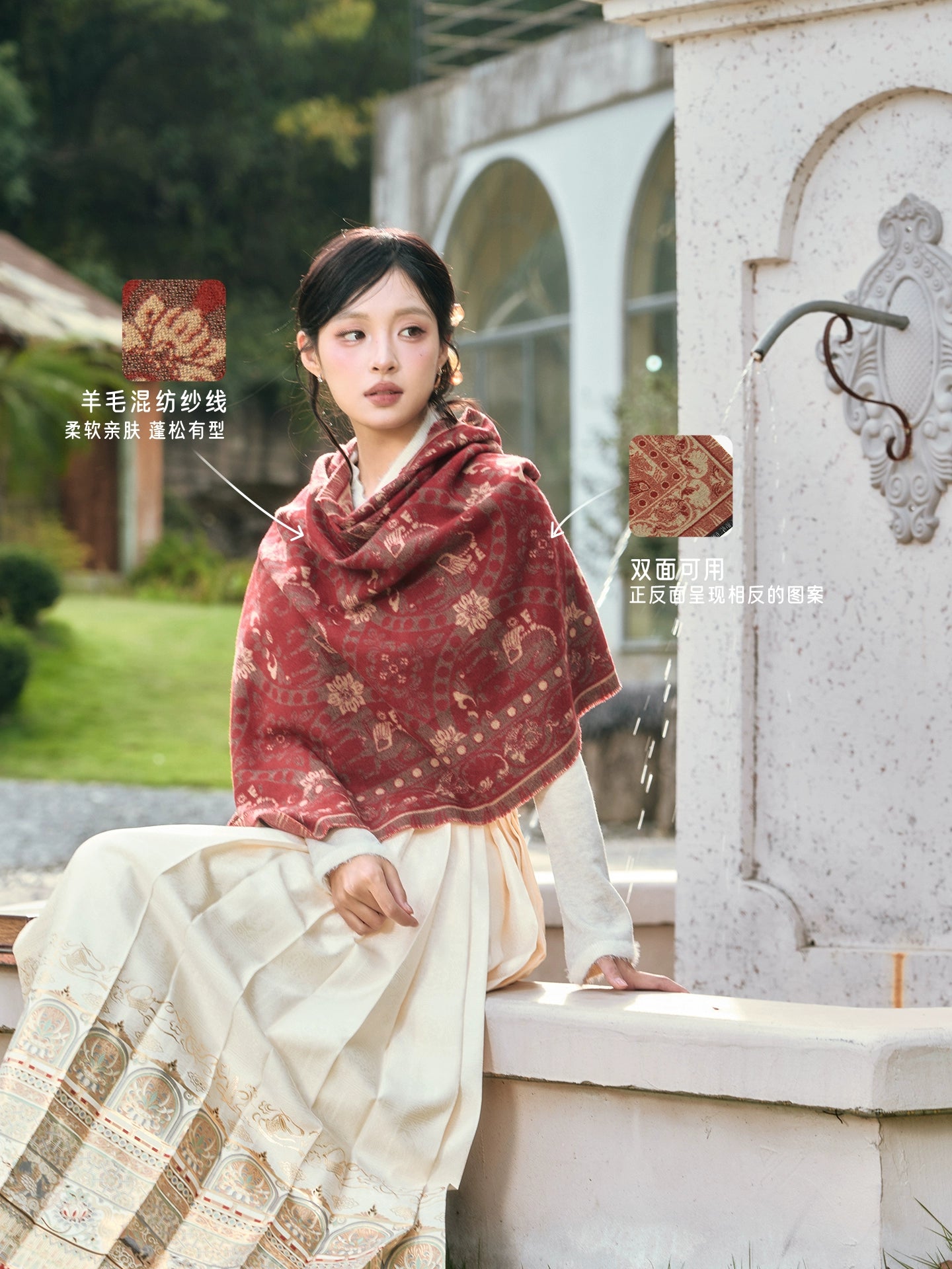 July Eve [Perfect match] National style knitted scarf skin-friendly accessories HanFuDreams