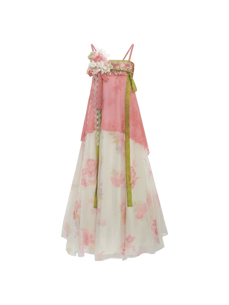 [Blossom] Floral Embroidery Hanfu Dress Set tang Shisanyu Suspender skirt (accessory) XS