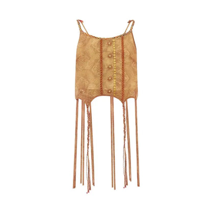 [flowing golden strands] cardigan suspender skirt ethnic style suit modern HanFuDreams Sling, in stock. S