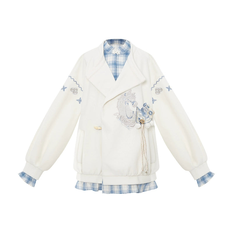 More than thirteen [Quguang] lapel shirt fake two pieces of national style woolen coat