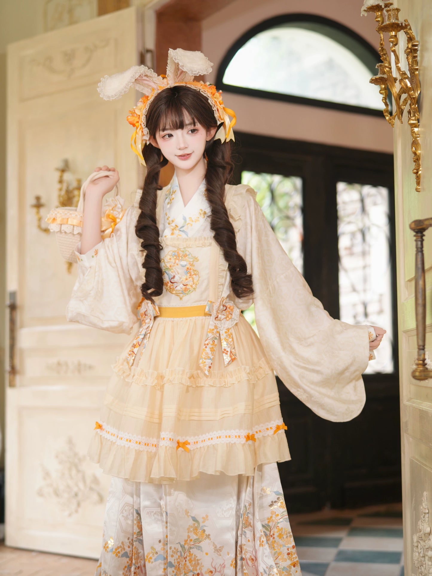 Flower Fairy Story [Golden Branch Rabbit Shadow] Pipa Sleeve Horse Dress Han Yang Eclectic Han han HanFuDreams