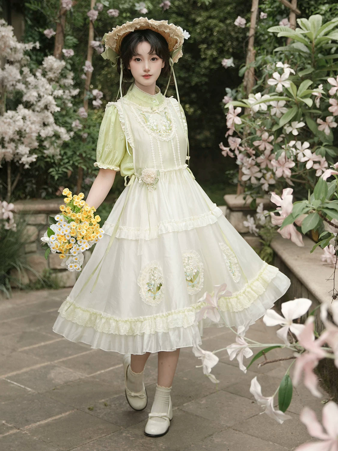 Flower Fairy Story [Lily of the Valley] Embroidery Skirt Shirt Set Han han HanFuDreams