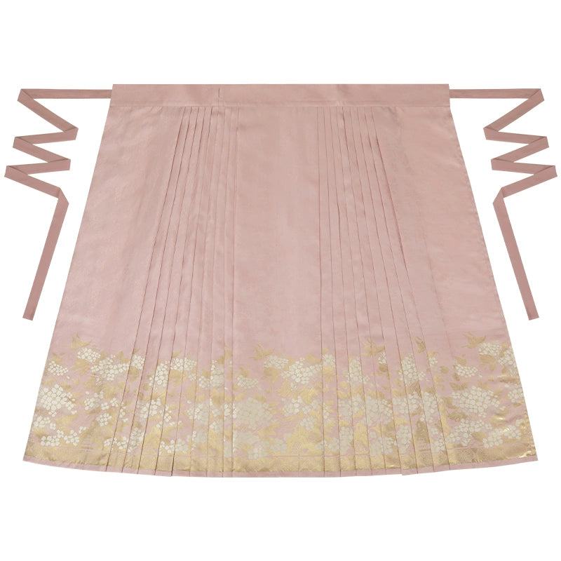 More than thirteen [Ziyang flowering period] pink woven gold horse dress modern HanFuDreams Horse skirt XS