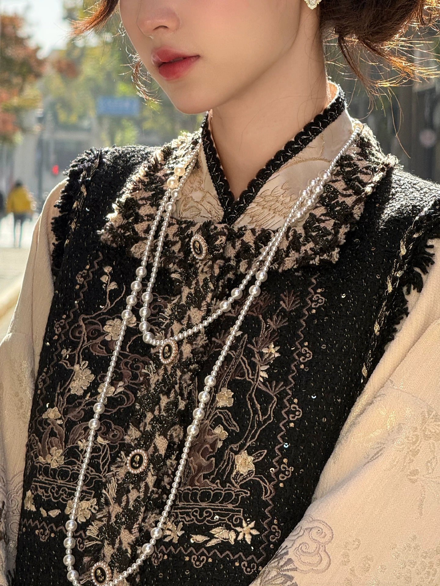 More than thirteen [gold ink loose smoke] improved three-pleated skirt than a collar shirt modern HanFuDreams