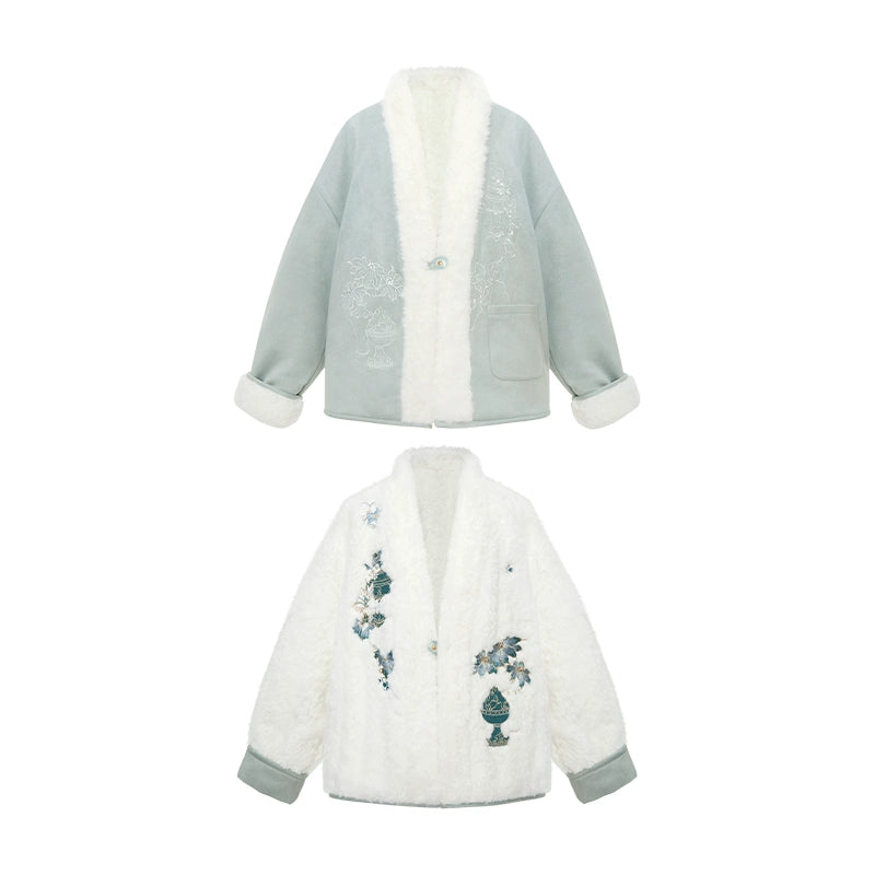 More than thirteen [Songyun] suede and plush jacket on both sides modern HanFuDreams Jacket (worn on both sides) S