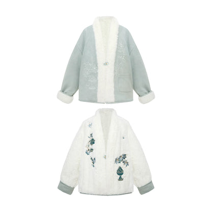 More than thirteen [Songyun] suede and plush jacket on both sides modern HanFuDreams Jacket (worn on both sides) S