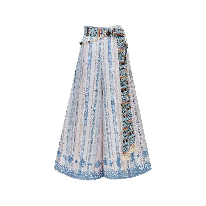 More than thirteen [Cangming Night] denim embroidered jacket curved collar top trousers set modern HanFuDreams Trousers (including belt) S