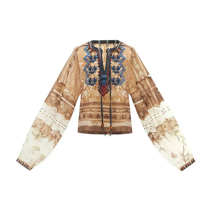 [desert songs] exotic wind embroidered vest round neck shirt broken skirt modern HanFuDreams Crew neck (improved) S
