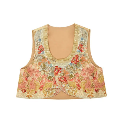 [Manye Zhiqiu] vest three-dimensional embroidery shirt pleated skirt modern HanFuDreams vest S