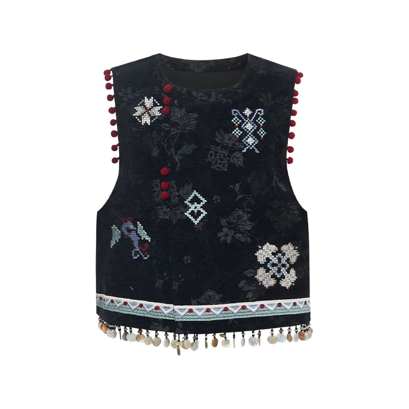 More than thirteen [Jinxiao] Bijia stand-up collar top skirt new Chinese suit modern HanFuDreams vest S