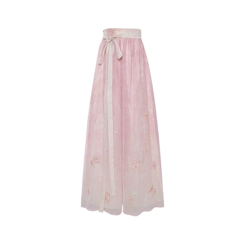 Xinghuayue Duijin Hanfu Set—Embroidered Jacket & Gradient Song Pants HanFuDreams Elastic Song pants S