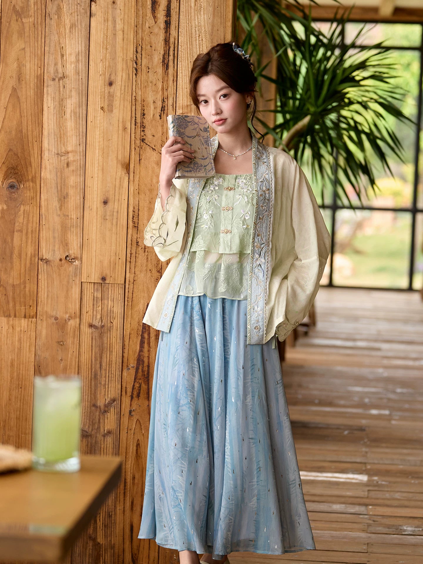 (Pre-Order)Clear Light - Embroidered Tencel Pojian Duijin & Poqun Set modern Shisanyu