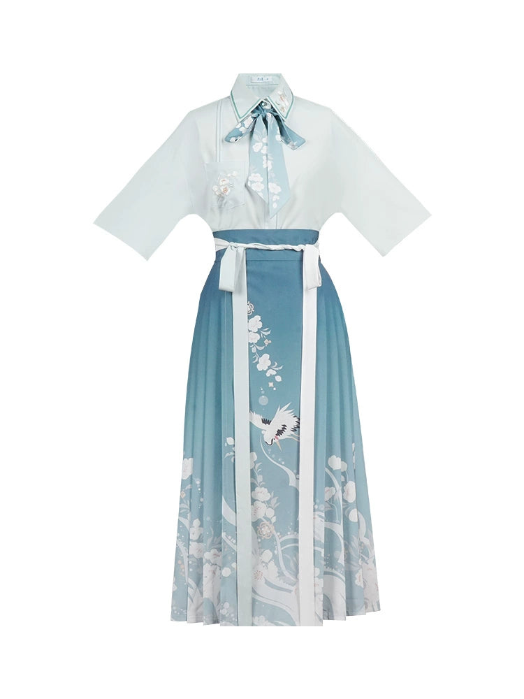 Short shirt gradual change eight points horse skirt hanfu han