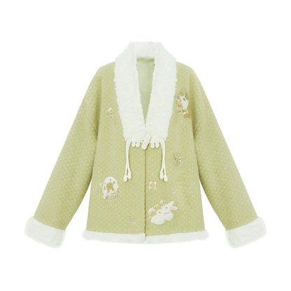 More than thirteen [Muyun] plush jacket embroidered pants warm national style set modern HanFuDreams jacket S