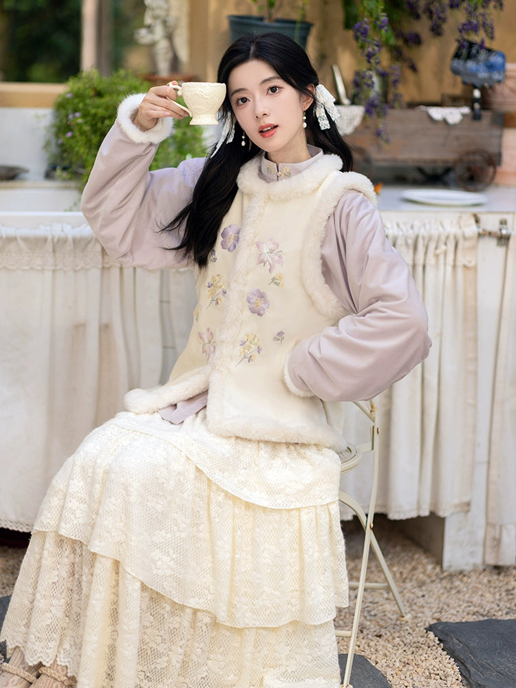 Chi Xia [Taro Shake] is a short jacket with a stand-up collar and a skirt han HanFuDreams