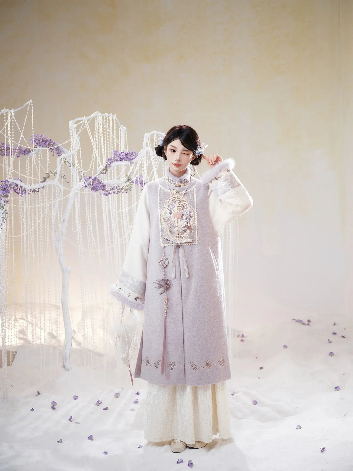 July Eve [Fujiao Moke] Embroidered Bijia Short Shirt Velvet Pleated Skirt han HanFuDreams