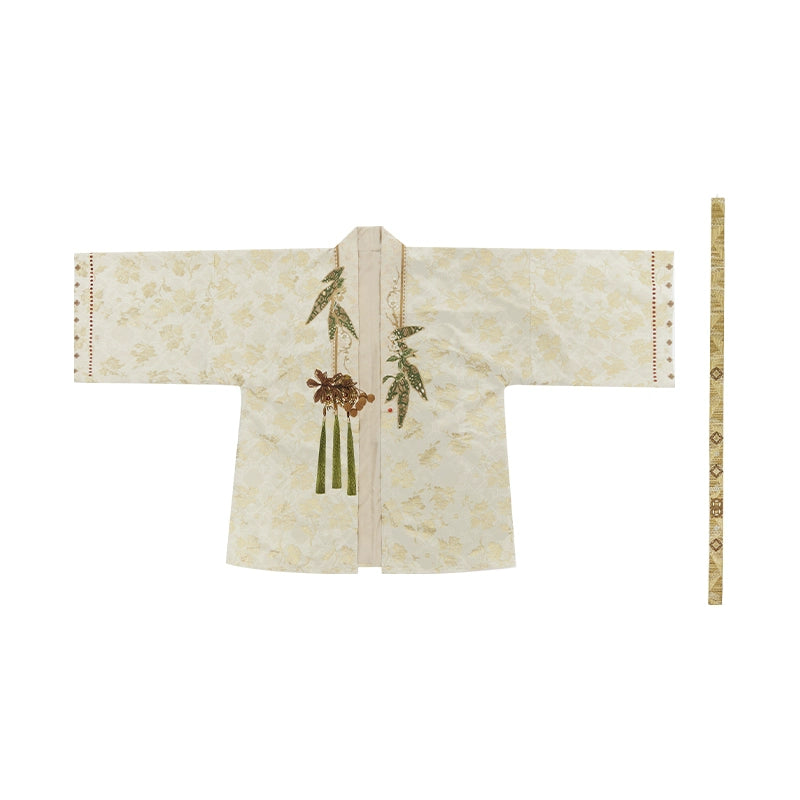 More than Thirteen [Feng Heqi] Weaving Gold Jacquard Pair Jacket Improvement Hanfu han HanFuDreams Padded jacket (including accessories) S