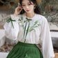 Chi Xia [Qinglu Lily of the Valley] Crew Neck Short Shirt Pleated Skirt han HanFuDreams